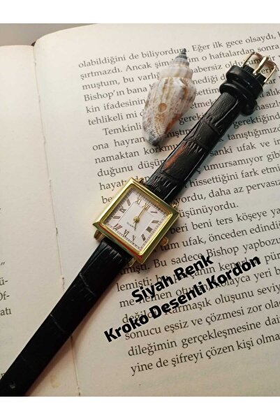 Ricardo Minimal Beyaz Kadran , Siyah Renk Kordonlu GOLD RENK KASA - Kadın Kol...