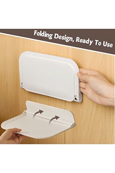 Arabest Folding Wall Shelf,Self-Adhesive Bedside Caddy and Organizer for Bathroom and Bedroom,White,18x11cm