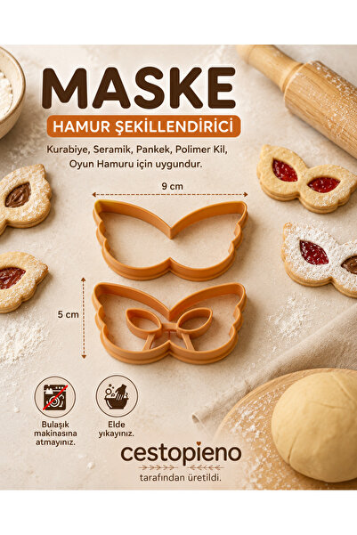CESTOPİENO Carnival Mask 5X9 cm Dough Sculpting Set /Cookies/Ceramic/ Polymer...