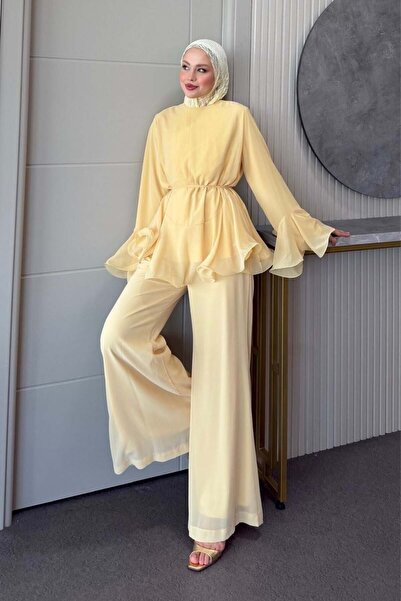 Şulemoda Giyim Moonlight Chiffon Suit Yellow