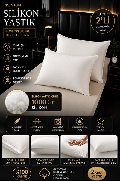 WİESSE SİLİKON YASTIK Premium / 50x70 cm / 2 ADET / 1000 GRx2 / %100 SİLİKON