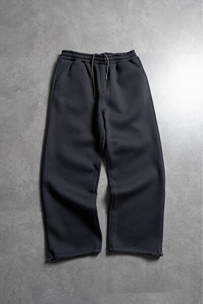 Crupt Studio Anthracite Wide Leg Sweatpant Men's Sweatpants with Stoppers
