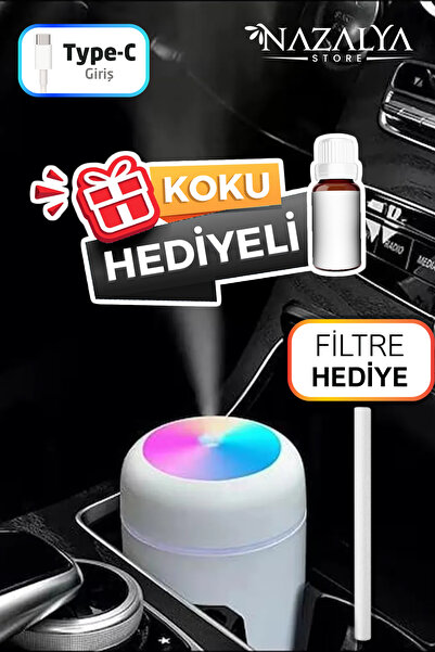 Nazalya 300ml Araç Içi Usb Kablolu Oto Kokusu Hava Nemlendirici Beyaz- Koku H...