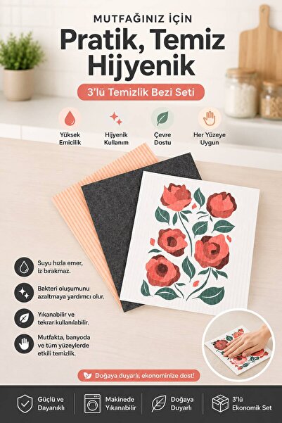 mycleanvibe 3 Colorful 100% Natural Cellulose Microfiber Cleaning Cloths