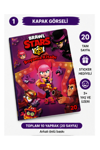 ZNC Brawl Stars Coloring Book - 20 Full Pages, with Sticker Gift, Kids Colori...
