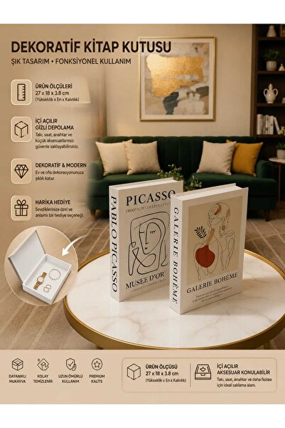 NARİBA Dekoratif kitap kutusu 2 li set