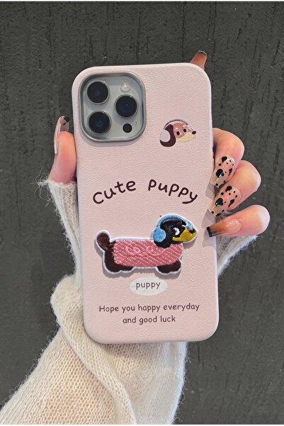 KVK PRİVACY iPhone 14 Pro Max Uyumlu Cute Puppy Nakış Soft Touch Silikon Tele...