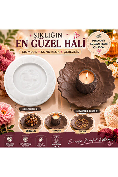 Şenhomee Silikon Epoksi Tabak kalıbı Lotus çiçek modeli Taş tozu sunumluk kalıbı