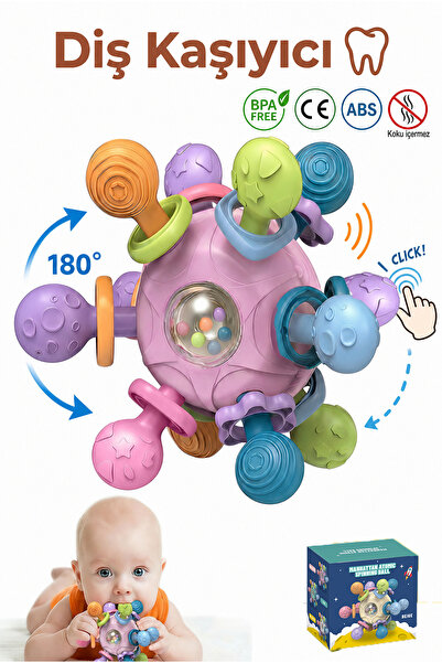 BBSKY Montessori Eğitici Bebek Diş Kaşıyıcı Top - BPA İçermez Diş Kaşıma Çıng...