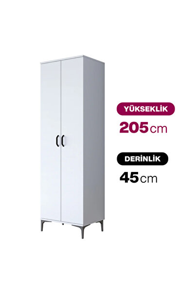 Rani Mobilya Rani JE258 Çok Amaçlı Dolap 2 Kapaklı 6 Raflı Kiler Mutfak Dolab...