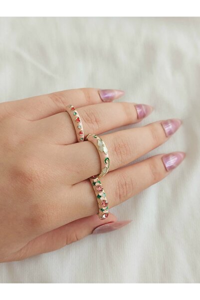 bijoux uniques خاتم فولاذي قابل للتعديل ملون من مينيلي 3 قطع