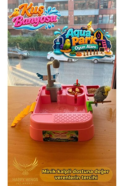 Happy Wings Pet Market Wireless Automatic Fountain Bird Shower & Bath Fun Aqu...