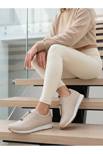 Nesil Shoes Wiss 1120 Beige Anatomical Women's Sneakers