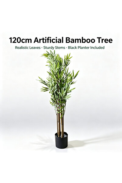 Yallabena 120cm Artificial Bamboo Potted Plant with Real Bamboo Poles and Lif...