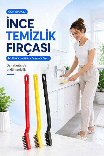 Factorial Pas Temizleme Tel Fırça Seti 3 Parça Çelik Pirinç Naylon Uçlu Izgar...