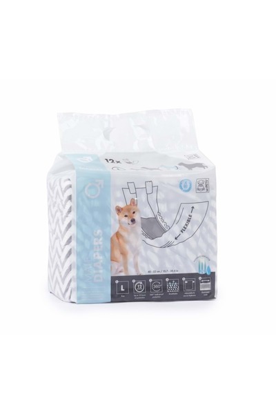 DIAPERS ERKEK KÖPEKLER İÇİN KÜLOT (L) 12Lİ