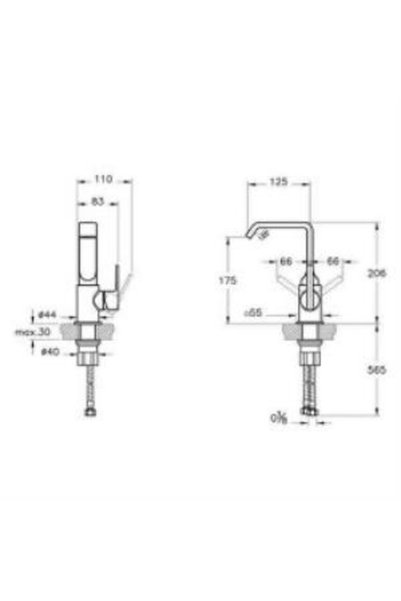VitrA Suit Lavabo Bataryası A4261639 Yandan - Parlak Siyah