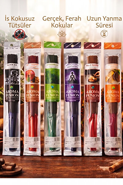 Great Fast Organik Doğal Çubuk Tütsü Seti | 90 Adet Çubuk Tütsü 6 Aroma 30 Cm...