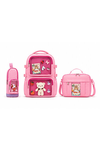 QUOVO حقيبة مدرسية محلية لتقويم العظام مع إكسسوارات على طراز Kawaii للفتيات و...