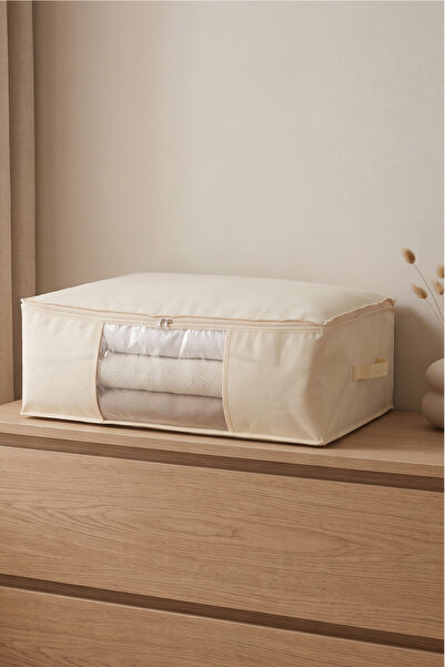 Vedsey Home Organizer صندوق تخزين كبير الحجم ومنظم مع نافذة سفلية كريمية 70x5...