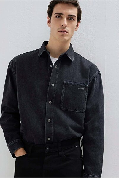 Mavi M0210588 Aidan Black Anthracite Jean Shirt Men's Shirt Black