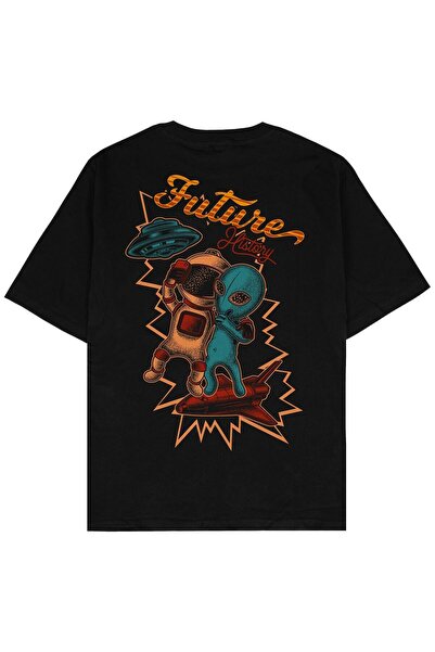 Adrift Buduća istorija crna Oversize kroj unisex T-shirt