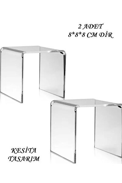 KESİTA TASARIM Şeffaf Pleksi Yükseltici Sergileme Standı 8x8 Cm Banyo Mutfak ...