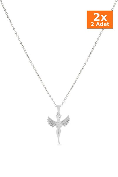 Bozhi Necklace Stainless Steel Silver 45 cm Glittering Style Zircon Pendant