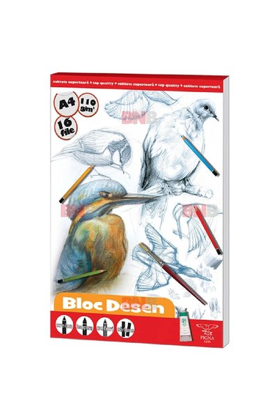 PIGNA Bloc de desen A4, 110 g, 16 coli, diverse modele