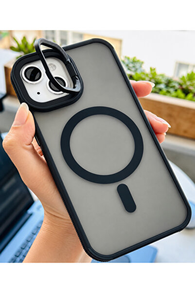 Go Aksesuar Iphone 15 - 14 - 13 Uyumlu Magsafe Özellikli Kamera Çerçeveli Sta...