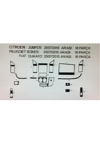 Demircioğlu Oto Aksesuar Marketi Fiat ducato 2007-2014 18-piece torpedo trim ...