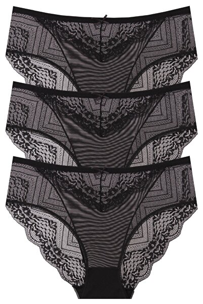 papatya lingerie ملابس داخلية مكونة من 3 قطع من التول والدانتيل الأمامي مع تف...