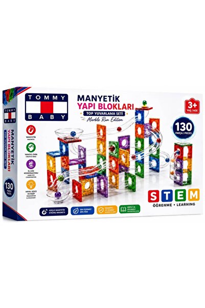 Tommybaby Manyetik Yapı Blokları –Top Yuvarlama Seti Çocuklar İçin Renkli 3 B...