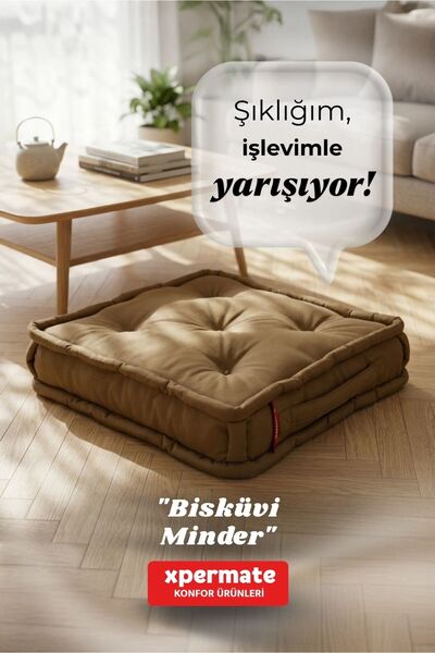 XPERMATE Bisküvi Minder Petek Önü Yer Minderi 55x55x14 Kalın Pofuduk Balkon B...