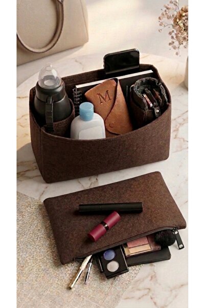 MARJİNAL W CLUB Long.... Large Yandan Clutch Cantali Organizer Koyu Kahve Renk