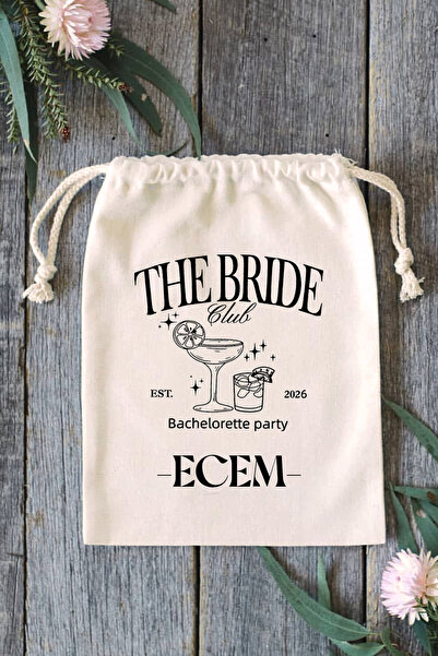 Mini Boy Bride Club Kesesi - Baskılı Kese Kına Bekarlığa Veda Hediye Kesesi 12x15 Cm 5 Adet