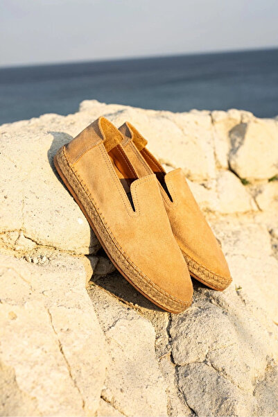 by selvi Lukka Shoes Robert Beige Genuine Leather Handmade Men's Espadrille