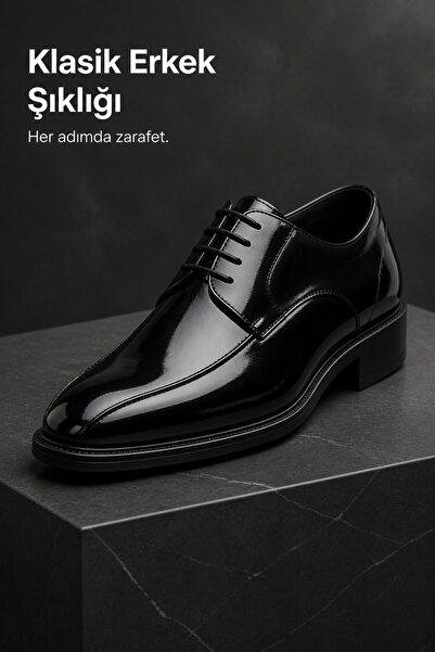 PATRICK CASSA Men's Black Leather Classic Shoes Comfortable for Daily and Off...