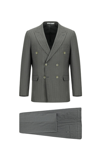 Kiğılı 7 Drop Slim Fit Slim Fit Striped Double-Breasted Piece Suit