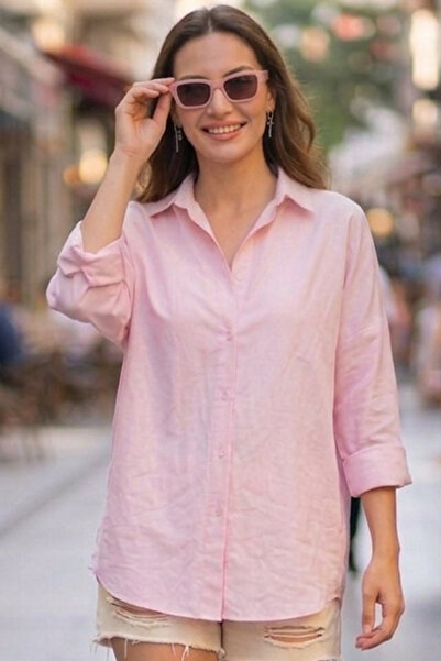 Merterium Women's Oversize Long Shirt Powder 1001