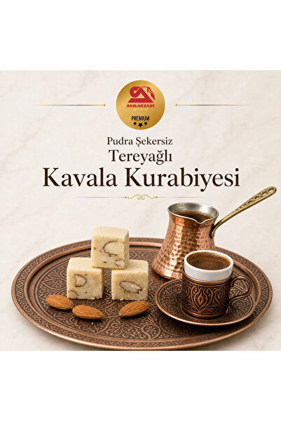 Arslanzade Pudra Şekersiz %100 Tereyağlı Kavala Kurabiyesi Kare 500gr