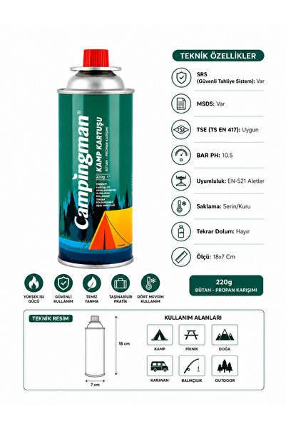 Orcamp 220 Gram Gaz Kartuşu Campingman