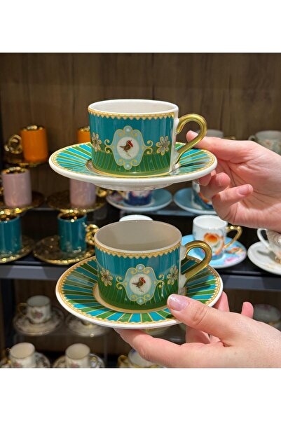 Onedekor 2 Kişilik Green Bird Soho Double Kahve Fincanı