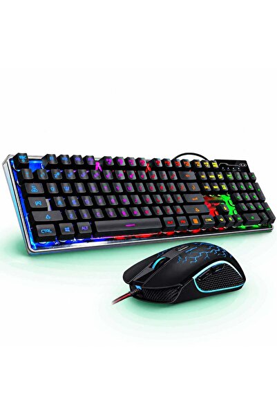 Timebox Set combinat tastatură și mouse pentru gaming, RGB, cu fir, USB, ergo...