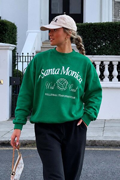Seeh Hanorac oversize cu model verde cu decolteu triplu SH115