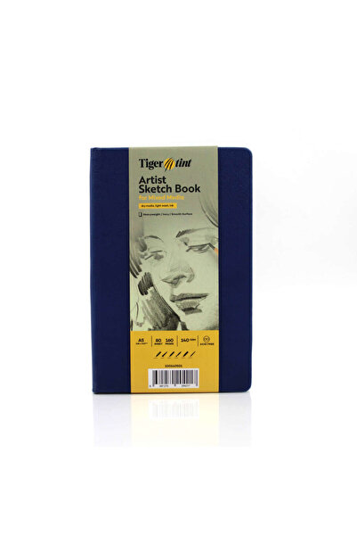 Tigertint Caiet de schițe cu copertă rigidă 140 g A5 80 coli Albastru 100140503