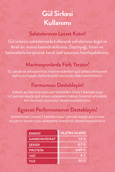 zadelife Gül Sirkesi 500 ml
