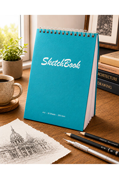 Pagos Yayınları A5 Hard Cover Sketchbook 200 Gr. 30 Sheets (60 Pages) 14.8 X ...