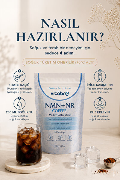 Vitabro NMN NR Kahve 150 g 30 Günlük Şekersiz Modern Kahve Karışımı
