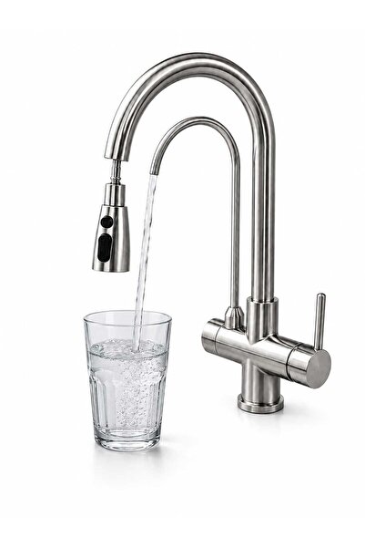 vitkar su armatürleri Arıtmalı Spiralli Mutfak Eviye Bataryası İnox
